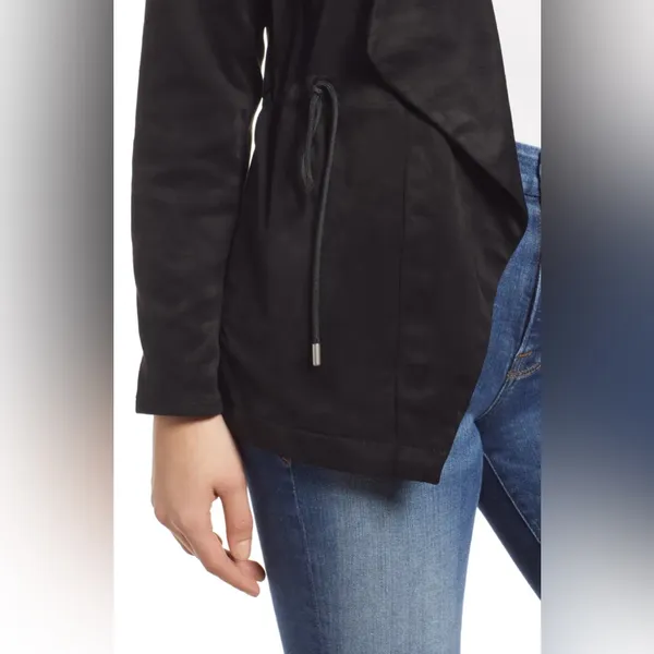 Blank NYC Domino Vegan Suede Draped Moto Style Jacket - Image 5