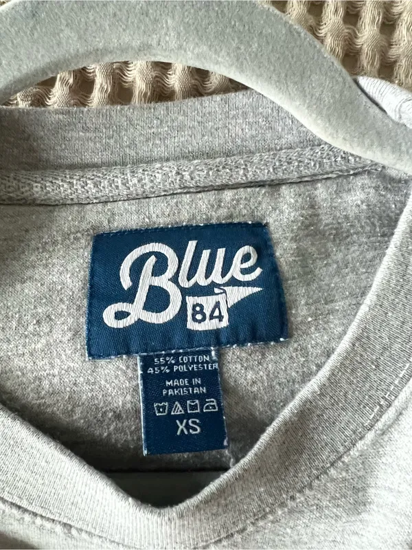 Blue 84 Gray Pioneers Cropped Sweatshirt with Red Logo - Image 2