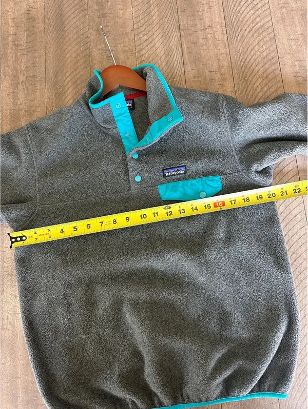 Patagonia Synchilla Snap-T Pullover Sweatshirt in Gray w/ Teal Women’s Small - Image 9