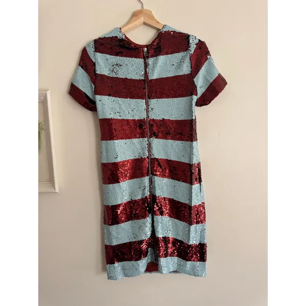 MAEVE Anthropologie Short Sleeve Sequin Striped Mini Dress Size XXS - Image 6