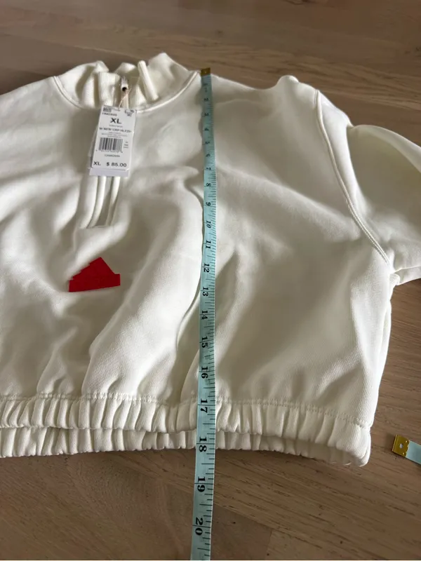 Adidas Cropped Half-Zip Sweatshirt cream size XL NWT - Image 10
