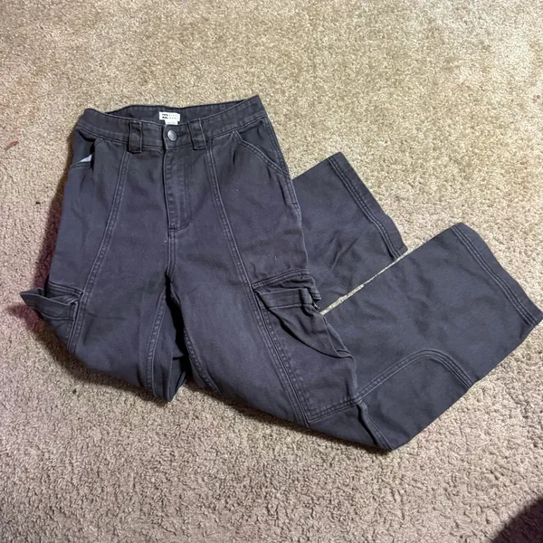 Billabong Gray Cargo Pants Wide Leg Utility Trousers‎ Womens Size 24 Charcoal - Image 2