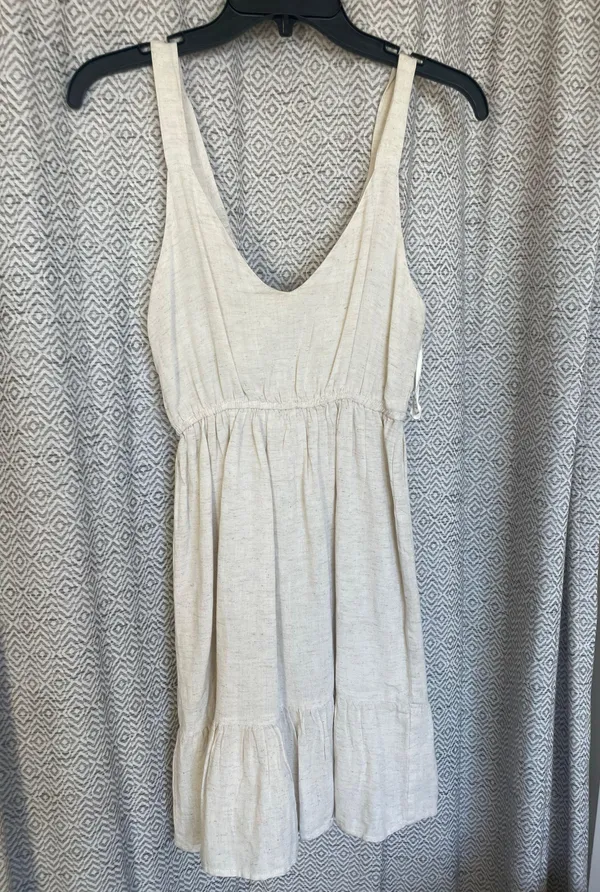 Beige Linen Dress Tan Size XS - Image 2