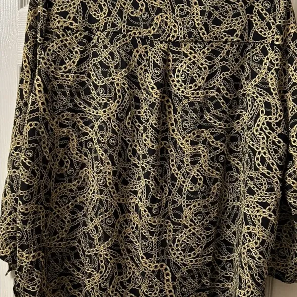 Michael Kors blouse gold chain with MK logo sz L - Image 2