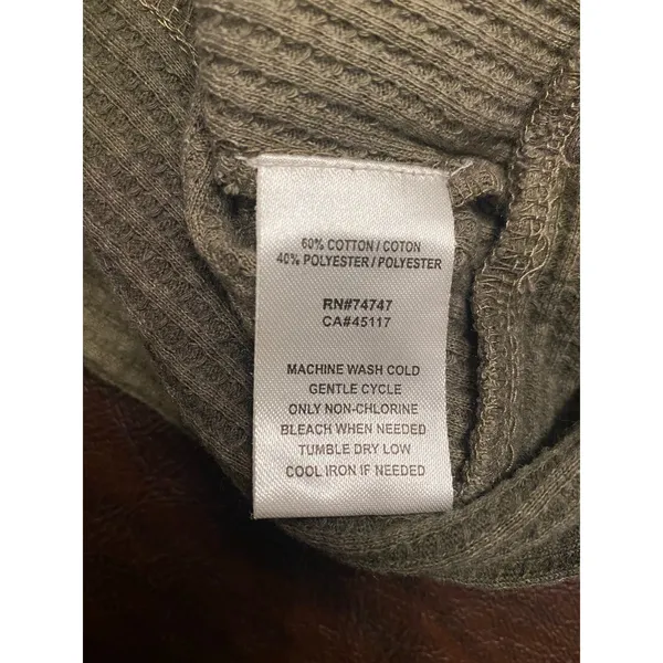 Natural Reflections Camo Waffle Knit Cowl Neck Hoodie Kangaroo Pocket L Military - Image 7