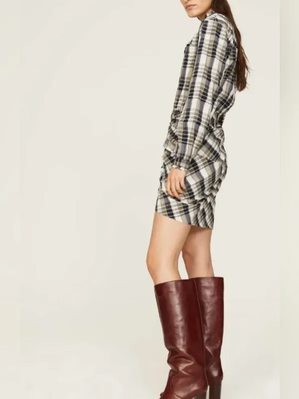 Veronica Beard Vilette Mini Shirt Dress Army Plaid size 8 - Image 14
