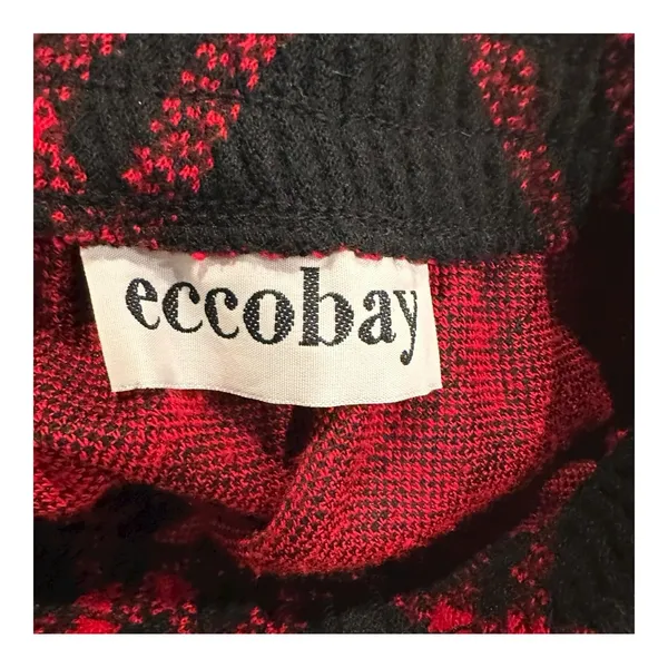 Ecco Eccobay Vintage Taylor Swift Style Red Black Plaid Wool A-Line Midi Skirt‎ Med - Image 3