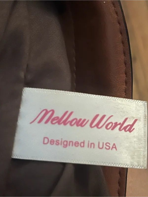 Mellow World Vegan Leather Shoulder Bag Brown Chain Trim PETA Approved - Image 6