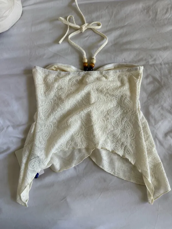 Cider PAISLEY LACE HALTER NECK RUCHED BEADED TOP - Image 6