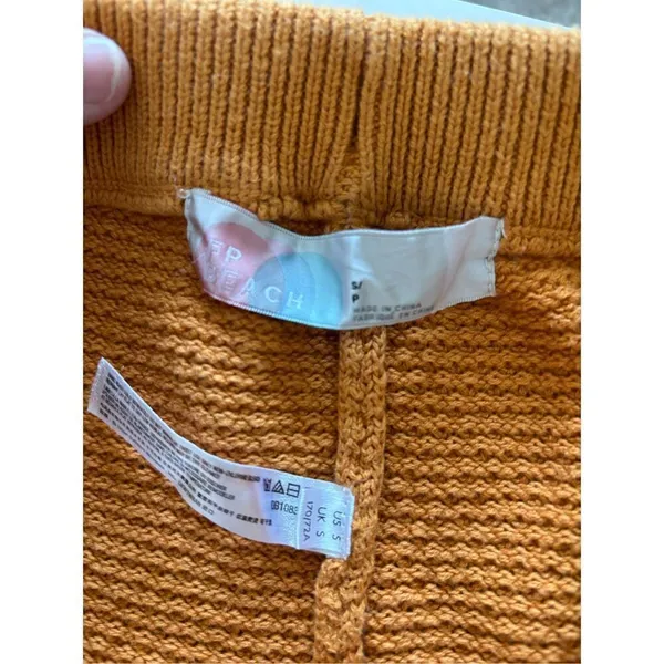 Free People Beach Waffle Knit Lounge Pants Boho Sweater Knit Crop Pants S - Image 2