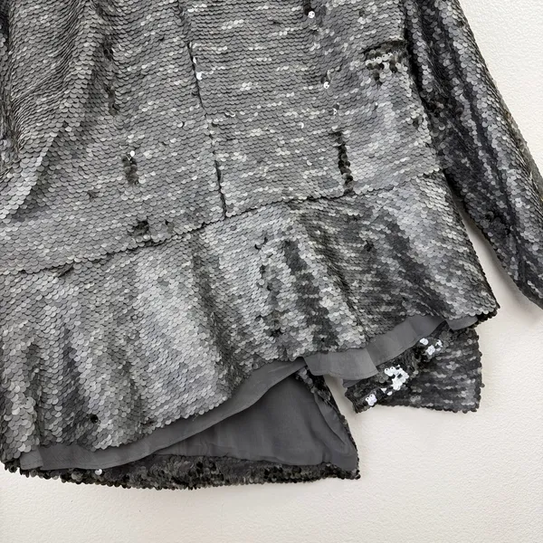 Free People Jacket Womens Large Gray Sequin Open Front Draped Long Sleeve Party - Image 7
