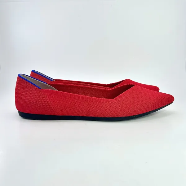 Rothy's The Point Red Knit Pointed Toe Ballet Flats Women's 10 Comfort Slip-On - Image 8