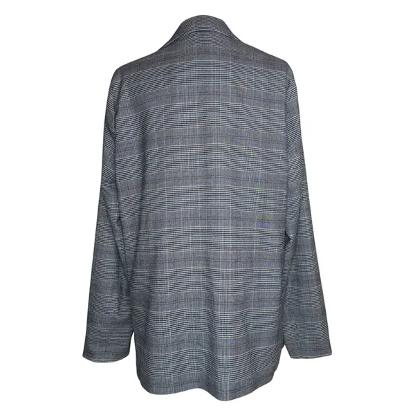 Hollister XL Navy Houndstooth‎ Plaid Open Front Sweater Blazer Jacket Academia - Image 5