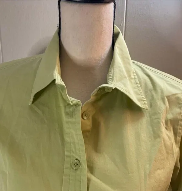 Sz S Lime Green Button Down Long Sleeve Shirt Top - Image 2