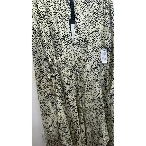 PETAR PETROV Neutral Light Green 100% Silk Black Spots Alex Silk Dress size XS - Image 5