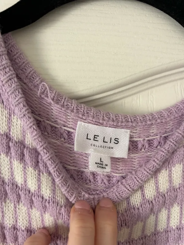 Le Lis Purple and White Knit Dress - Image 2