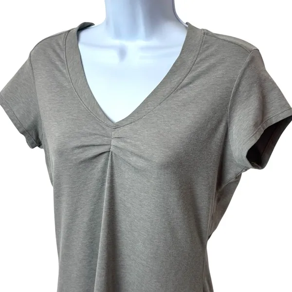 REI Grey V-Neck Blouse Camping Hiking Outdoors‎ Athletic Comfort Stretch S - Image 3