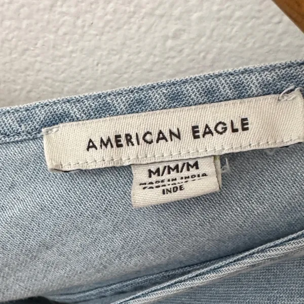 • American Eagle • Women’s Light Blue Sleeveless Denim Romper size M - Image 2