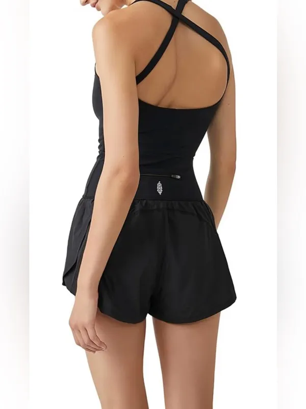 Free People Movement NWOT Righteous Runsie Black Romper Size XS - Image 2
