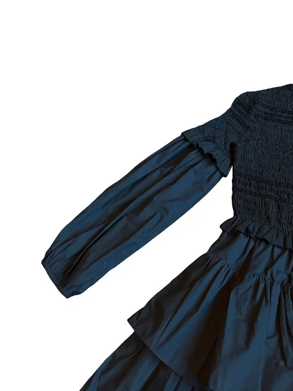 Ulla Johnson Black Smocked Tiered Ruffle Long Sleeve Nadia Dress Size 0 Women's - Image 14