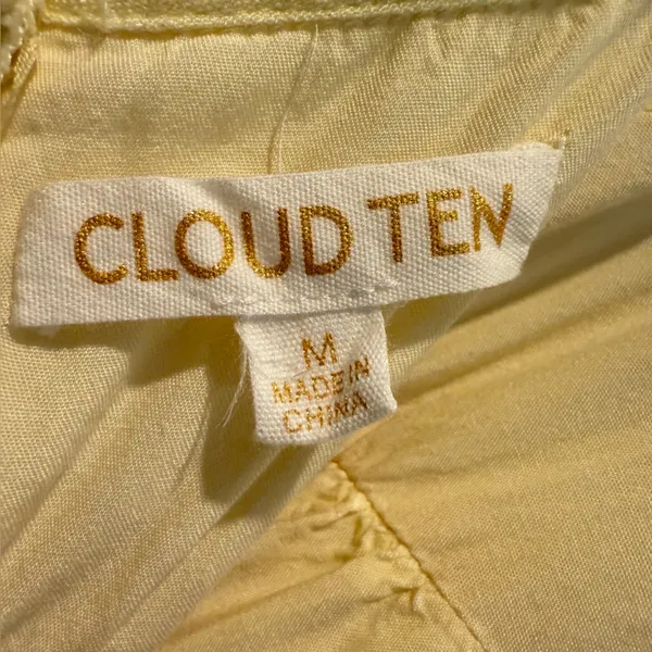 Cloud Ten Babydoll Mini Dress Frayed Hem Linen Blend Summer Yellow‎ Size Medium - Image 7