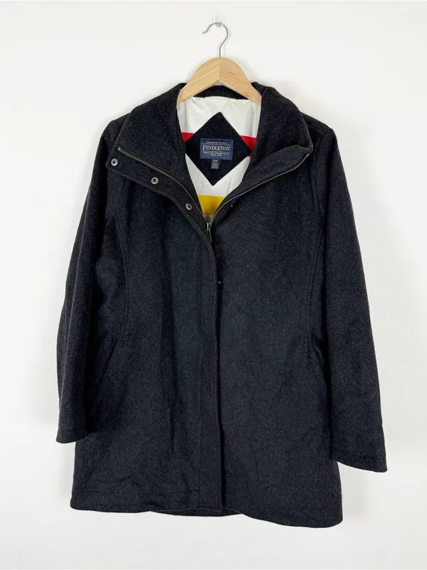 Pendleton Women's Water Resistant Cascade Wool Campbell Coat Jacket Charcoal - Image 4