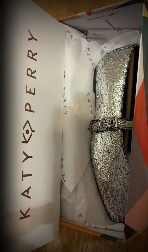 Katy Perry The Evie Mary Jane Silver Crackled Glitter Flats - Image 2