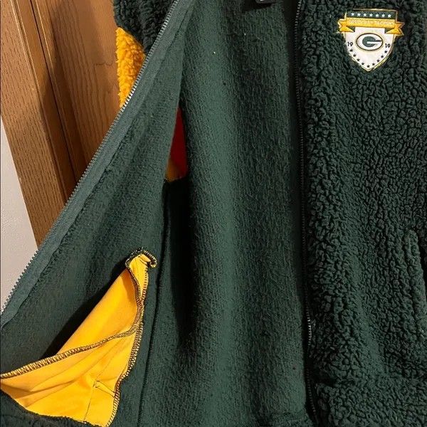 Green Bay Packers NFL Full Zip Sherpa Hoodie‎ NWOT Small - Image 7