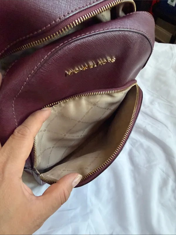 Michael Kors Plum Saffiano Mini Backpack with Gold Stud Hearts - Image 7