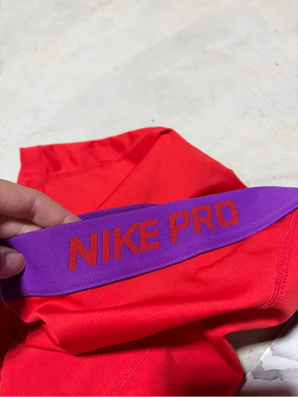 Nike pro Red Performance Shorts with Purple Waistband medium - Image 3