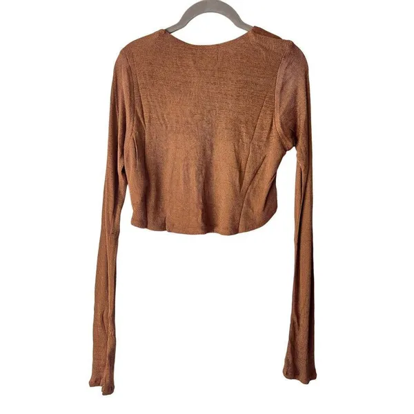 NWT Savannah Morrow Birdie Top in Cocoa Brown Cropped Long Sleeve Size Small - Image 8