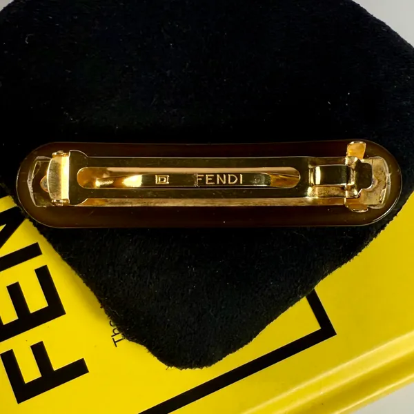 Fendi Brown Tortoise Logo Hair Clip - Image 5