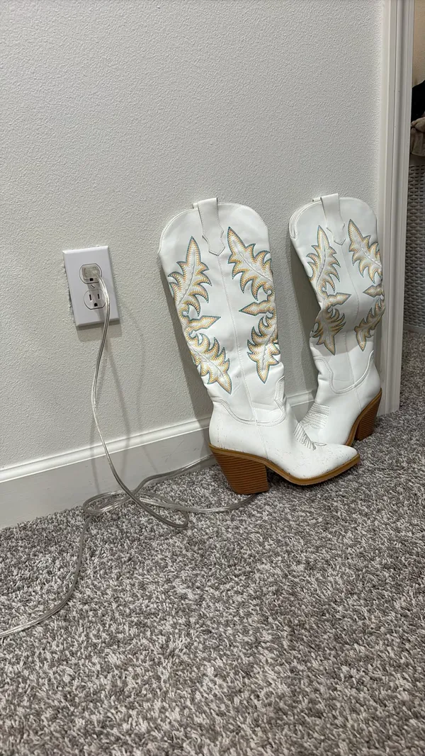 Isnom Cowgirl Boots White Size 8 - Image 3