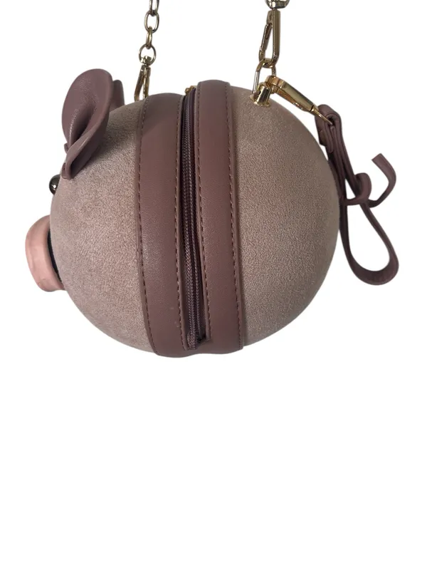 Pink Mauve PU Suede Pig Shoulder Wrist Hand Bag Cosmetic Handbag Purse - Image 3