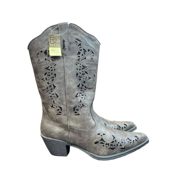 Roper Women's Alisa Metallic Inlay Boot - Pointed Toe -‎ 09-021-1556-1020 BR - Image 2