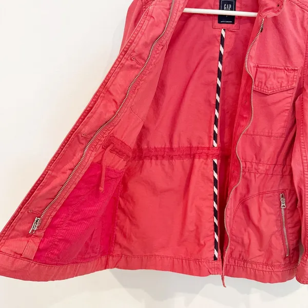 Gap Jacket Size S Pink‎ Twill Cargo Utility Stand Collar Zip Up Chore Gorpcore - Image 7