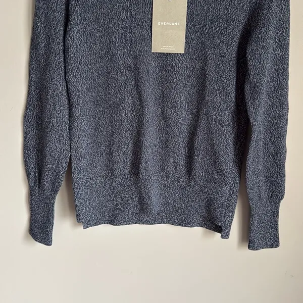NEW Everlane Soft Cotton Crew Sweater Blue Size XS - Image 7