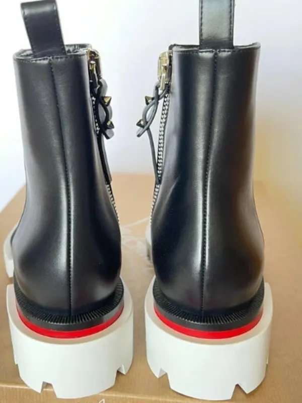 CHRISTIAN LOUBOUTIN Maxi Calfskin Red Sole Ankle Boots Eur 38/ US 8 - Image 9
