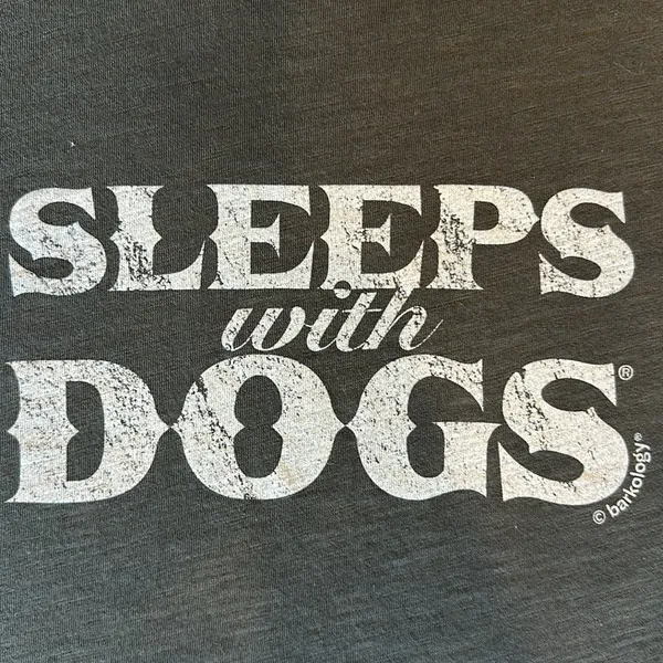Barkology gray “Sleeps with Dogs” T-shirt size M - Image 2
