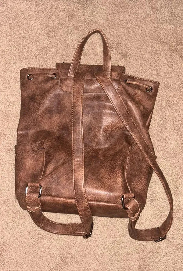 Genuine Leather Backpack Brown - Image 2