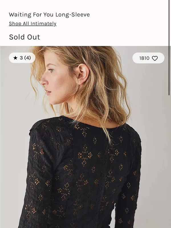 Free People Black Crochet Long Sleeve Top - Image 4