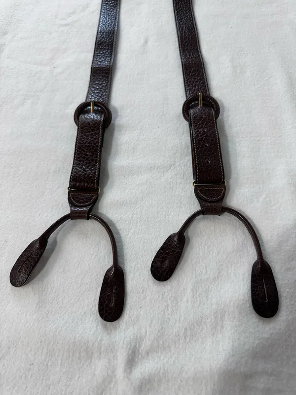 Men's Suspenders, Wide Y Style, Faux Leather with Leather Ears Western Classic - Image 9