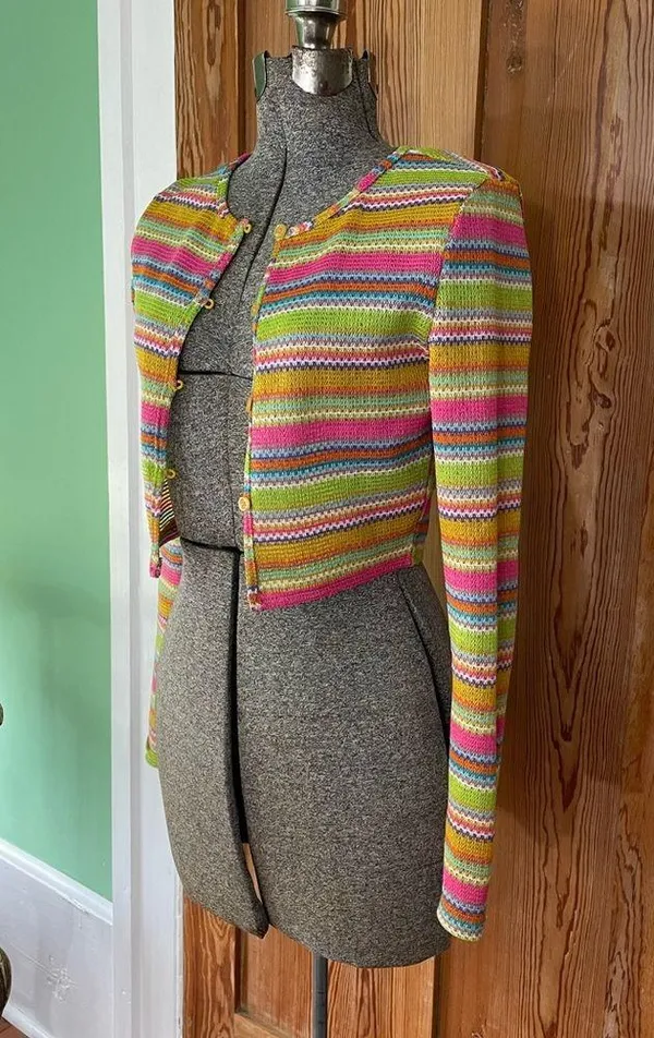 Blue Blush Rainbow Daze Knit Crop Cardigan - Size Medium - Image 13