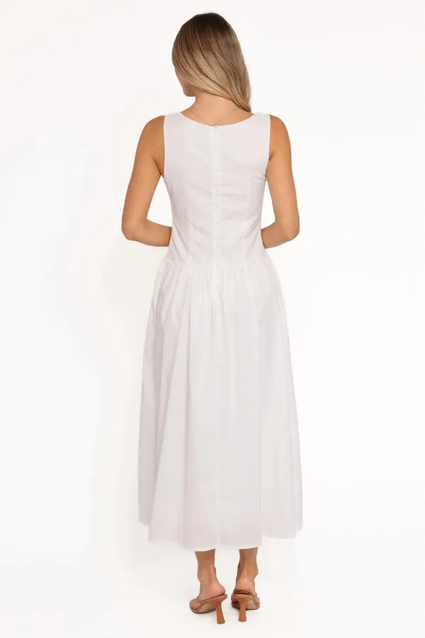 Petal and Pup White Drop Waist Midi Dress - Image 2