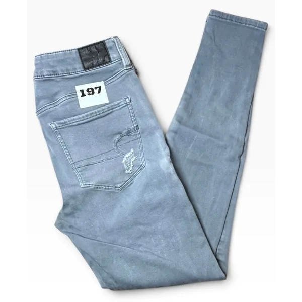 American Eagle High Waisted Skinny Distressed Ripped Grey Jeans Womens Size 4 - Image 2
