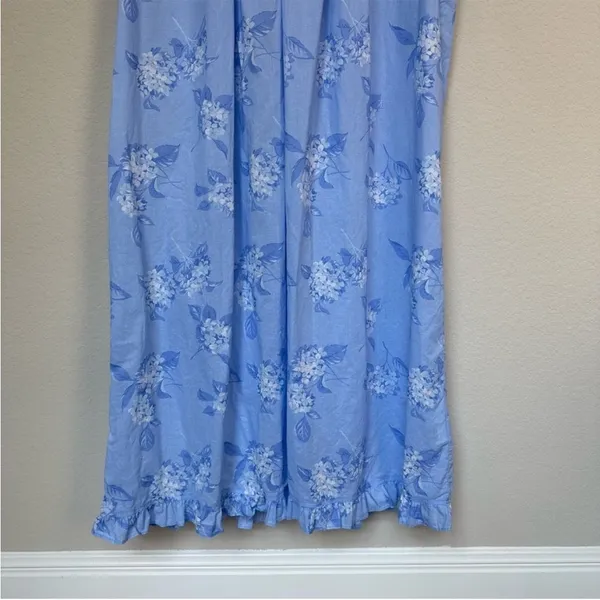 Eileen West Blue Hydrangea Woven Cotton‎ Nightgown S - Image 9