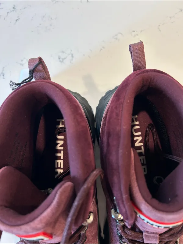 HUNTER JASPER WATERPROOF BOOTS, Dark Red Suede, Women’s size 11, NWT No box - Image 9