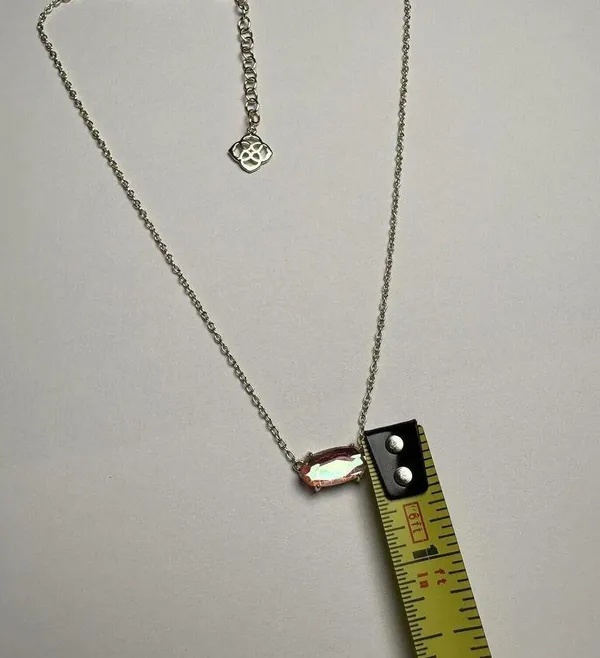 Kendra Scott Dichronic Glass Pink Gold Tone Necklace Adjustable Length - Image 5