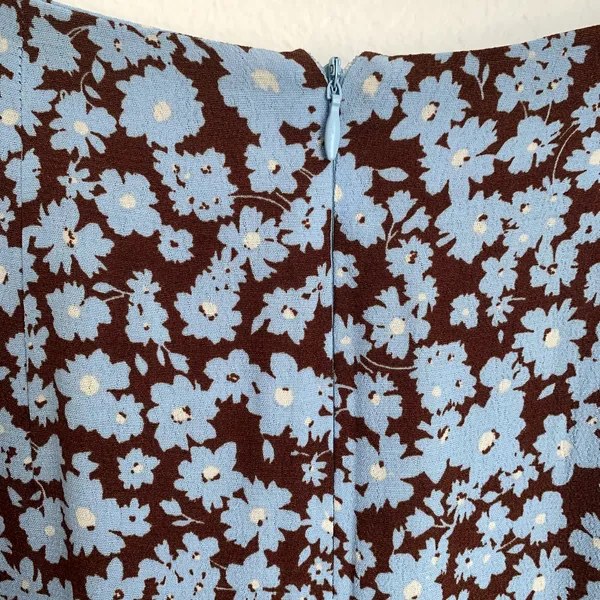 NWT Zara Draped Floral Print Skirt Brown‎ Blue - Image 9