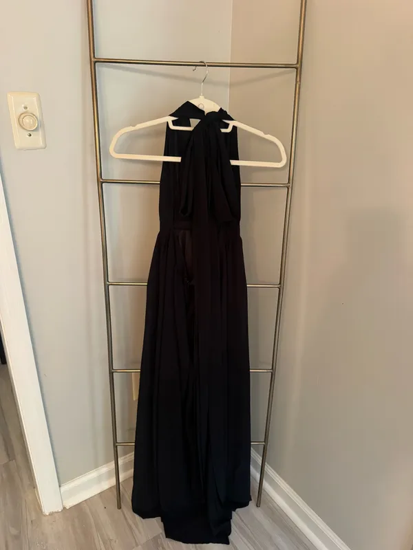 Black V Neck Floor Length Dres - Image 3